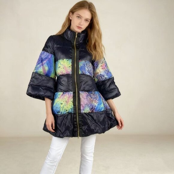 NWOT MSGM Women's Down Puffer Jacket Size M Three-Quarter Sleeve - Picture 1 of 14